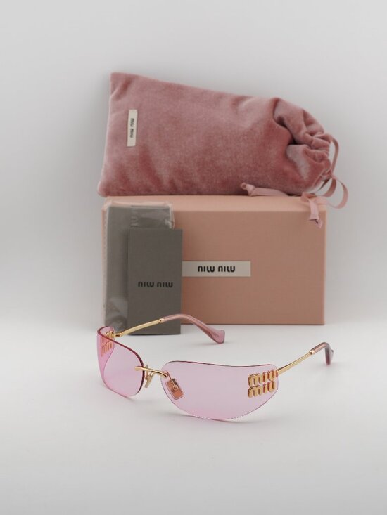Miu Miu MUA51S 5AK90Y Rectangle Sunglasses – Gold\\ Pink main image 7
